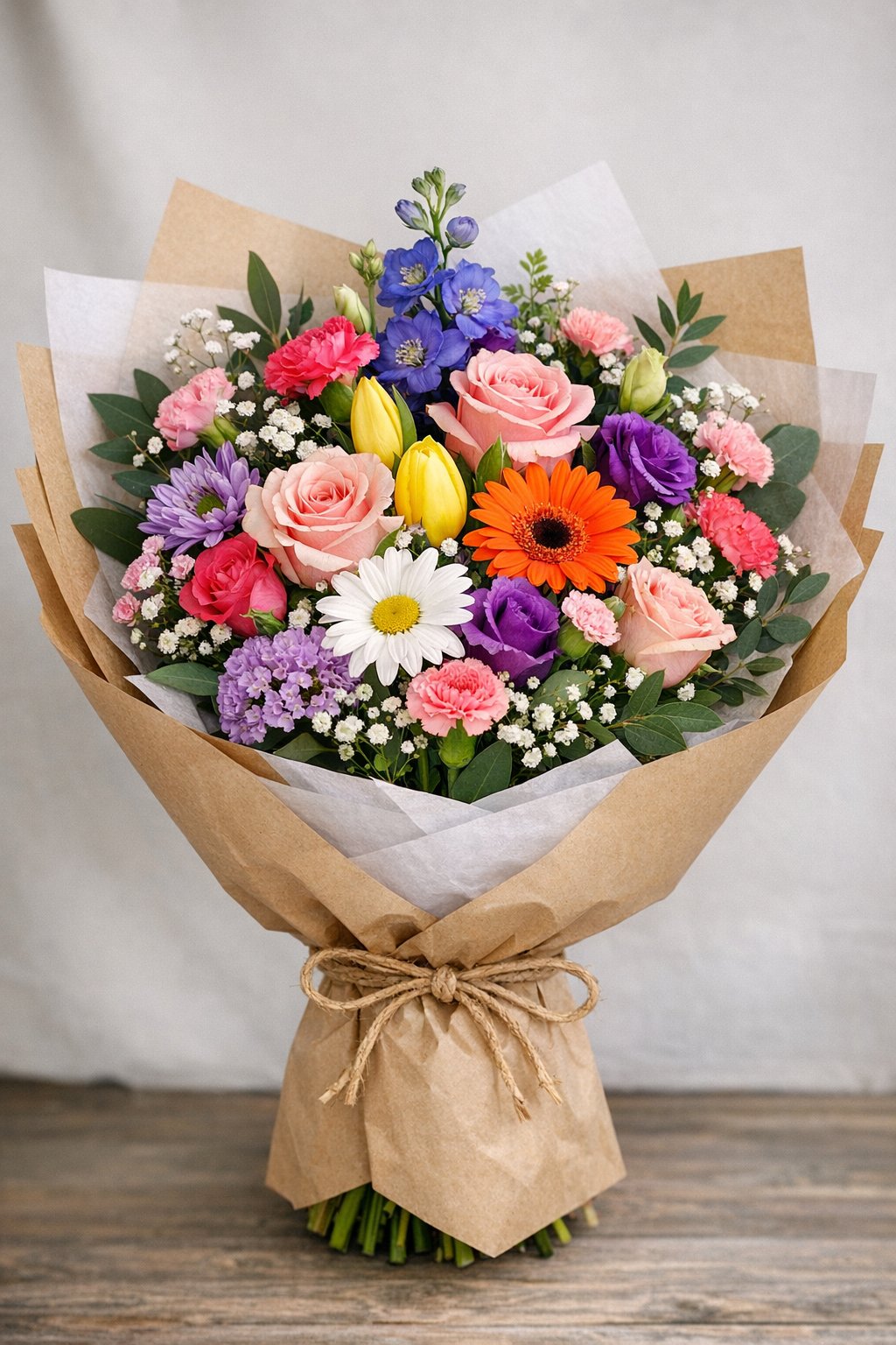 Wrapped Bouquet of Assorted Flowers – MC INERNEY'S FLOWER SHOP & GREENHOUSE, Middletown CT