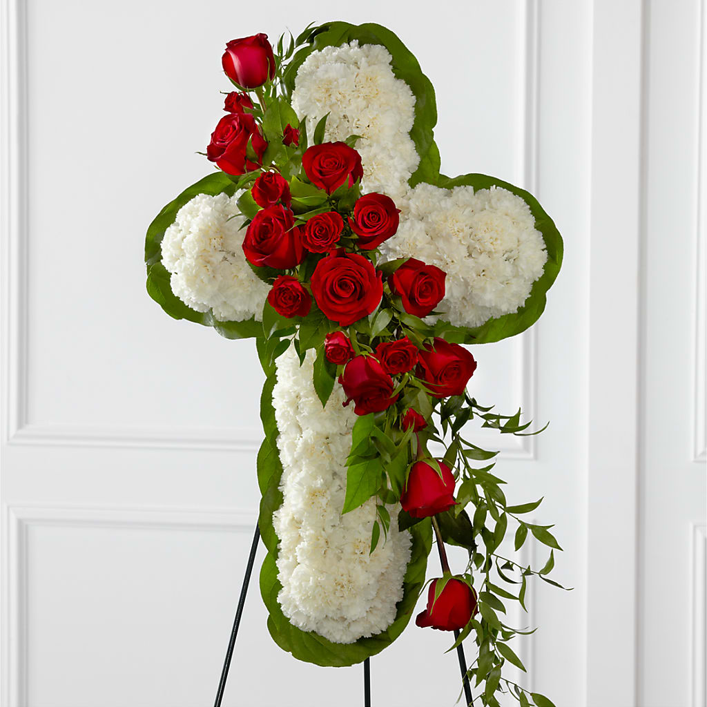 Floral Cross Easel – MC INERNEY'S FLOWER SHOP & GREENHOUSE, Middletown CT