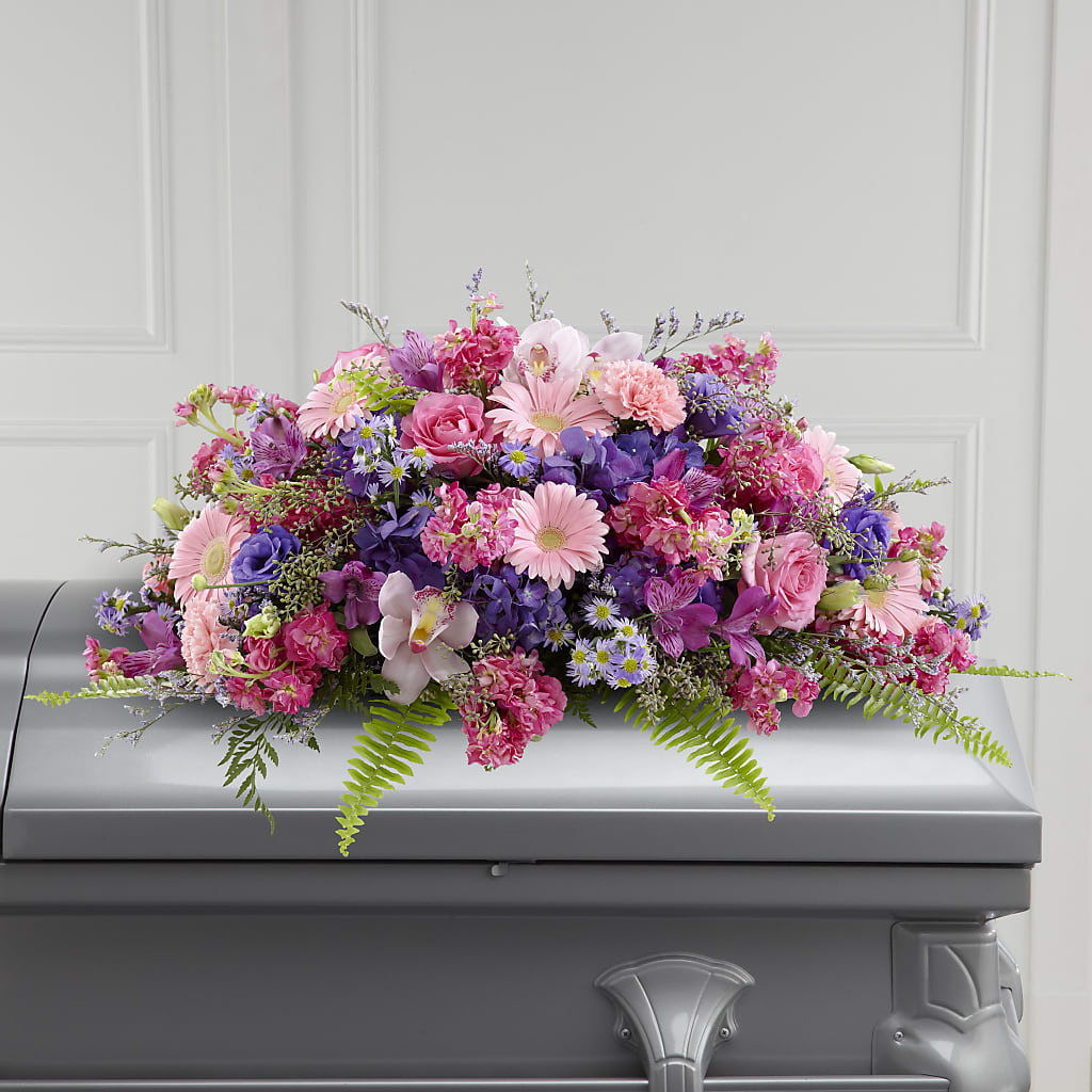 Glorious Garden Casket Spray – MC INERNEY'S FLOWER SHOP & GREENHOUSE, Middletown CT