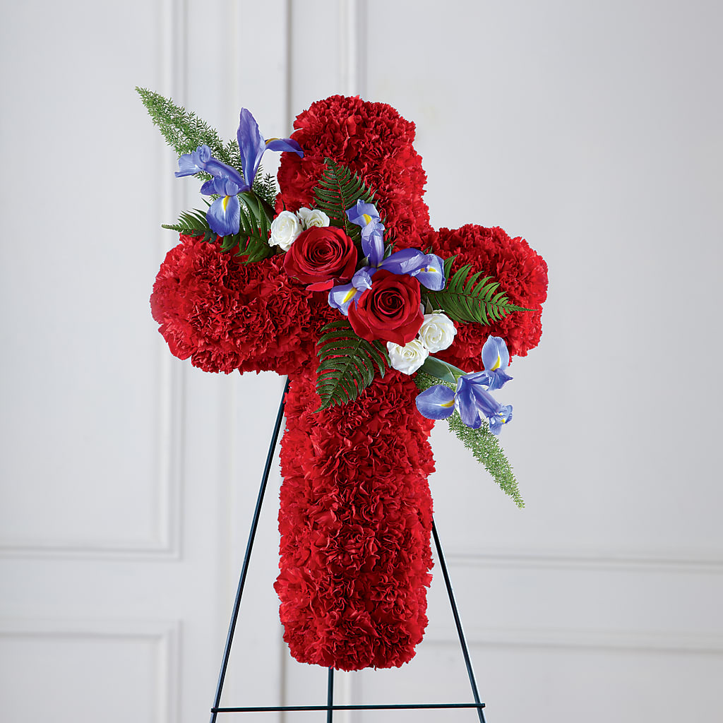 Faithful Hero Floral Cross – MC INERNEY'S FLOWER SHOP & GREENHOUSE, Middletown CT