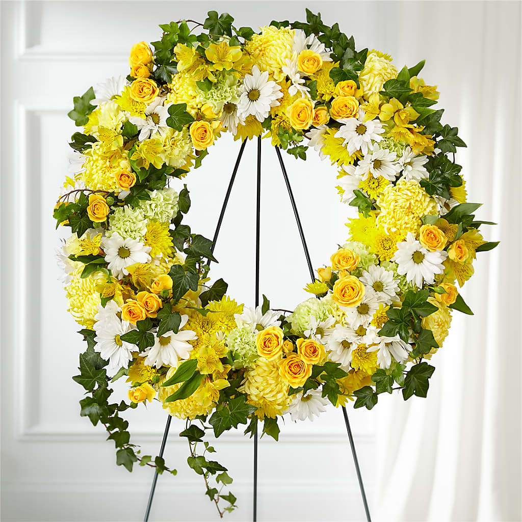 Golden Remembrance Wreath – MC INERNEY'S FLOWER SHOP & GREENHOUSE, Middletown CT