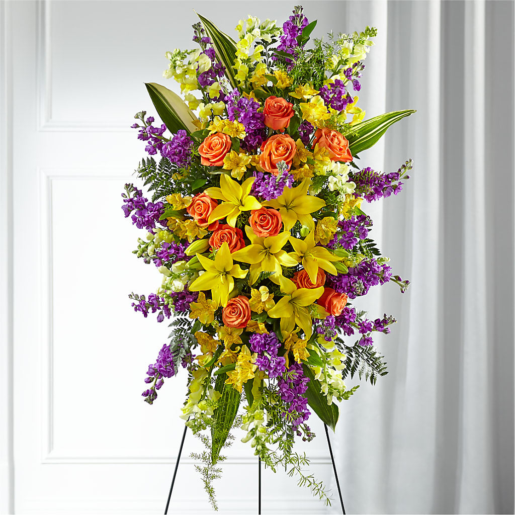 Thoughtful Prayers Standing Spray – MC INERNEY'S FLOWER SHOP & GREENHOUSE, Middletown CT