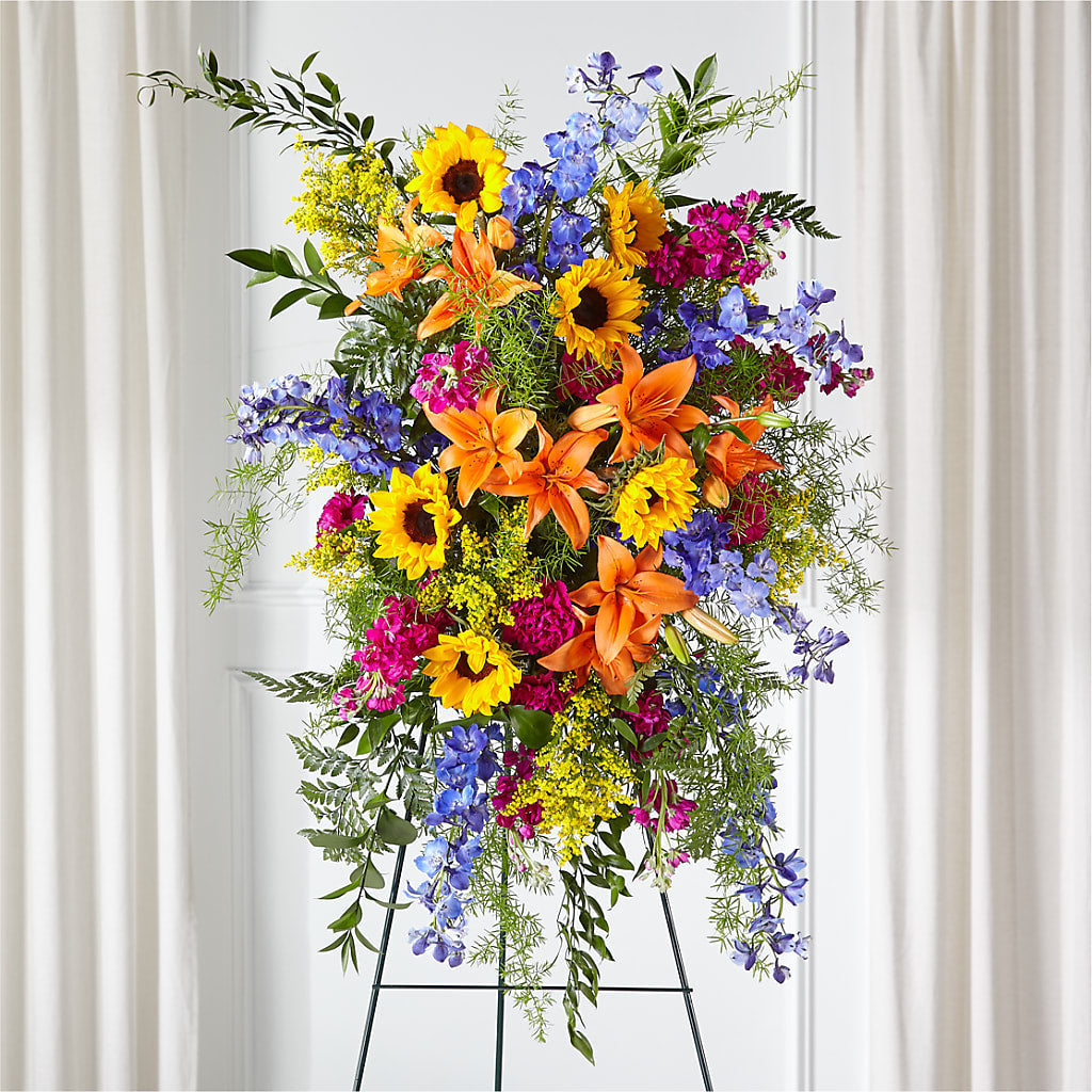 Sunlit Memories Standing Spray (Standard) – MC INERNEY'S FLOWER SHOP & GREENHOUSE, Middletown CT