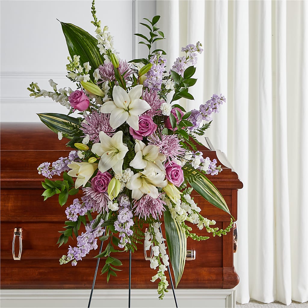 Grateful Hearts Standing Spray – MC INERNEY'S FLOWER SHOP & GREENHOUSE, Middletown CT