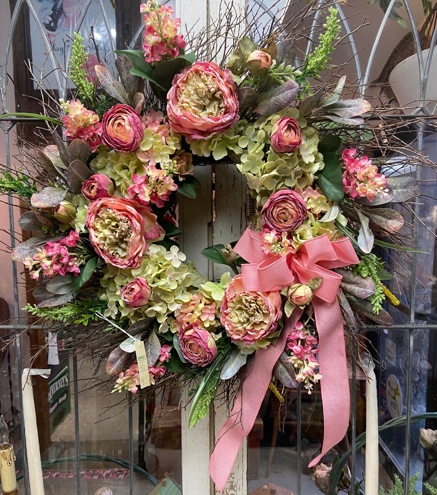 Pink Peony Wreath