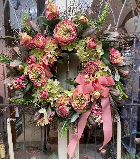 Pink Peony Wreath