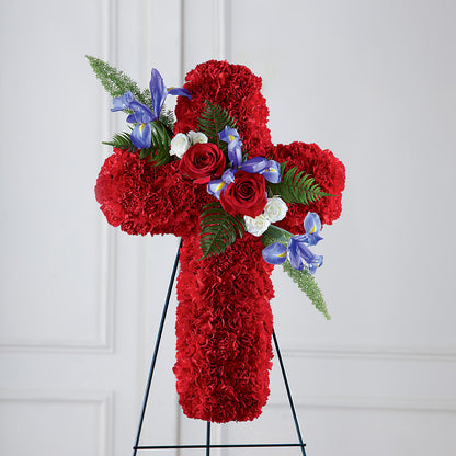 Faithful Hero Floral Cross – MC INERNEY'S FLOWER SHOP & GREENHOUSE, Middletown CT