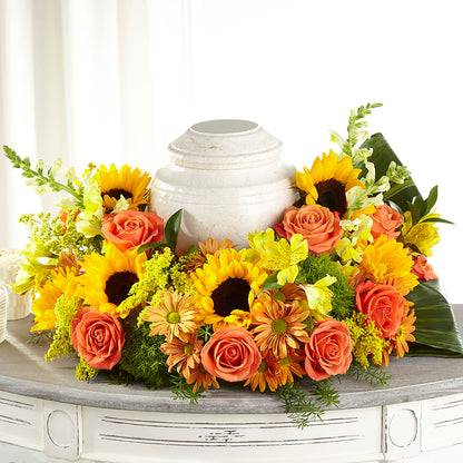 Faithful Sunflower Cremation Adornment – MC INERNEY'S FLOWER SHOP & GREENHOUSE, Middletown CT